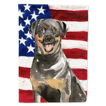 Patriotic USA Rottweiler House Flag