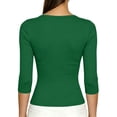 thumbnail image 4 of Women's 3/4 Sleeve Top Scoop Neck Ribbed Knit Slim Fit Casual Basic Undershirt Solid Color Layering Tee Tight Shirts for Women, 4 of 7