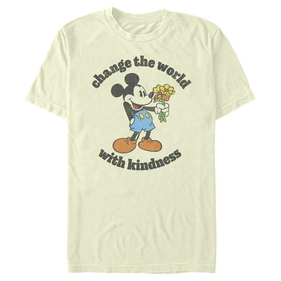 Men's Mickey & Friends Change the World with Kindness Graphic Tee Beige Small