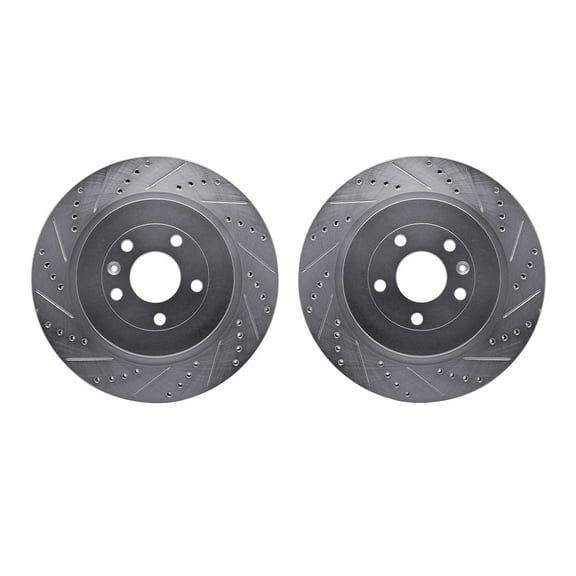 Dynamic Friction Company Rear Brake Rotors-Drilled and Slotted-Silver 7002-54211