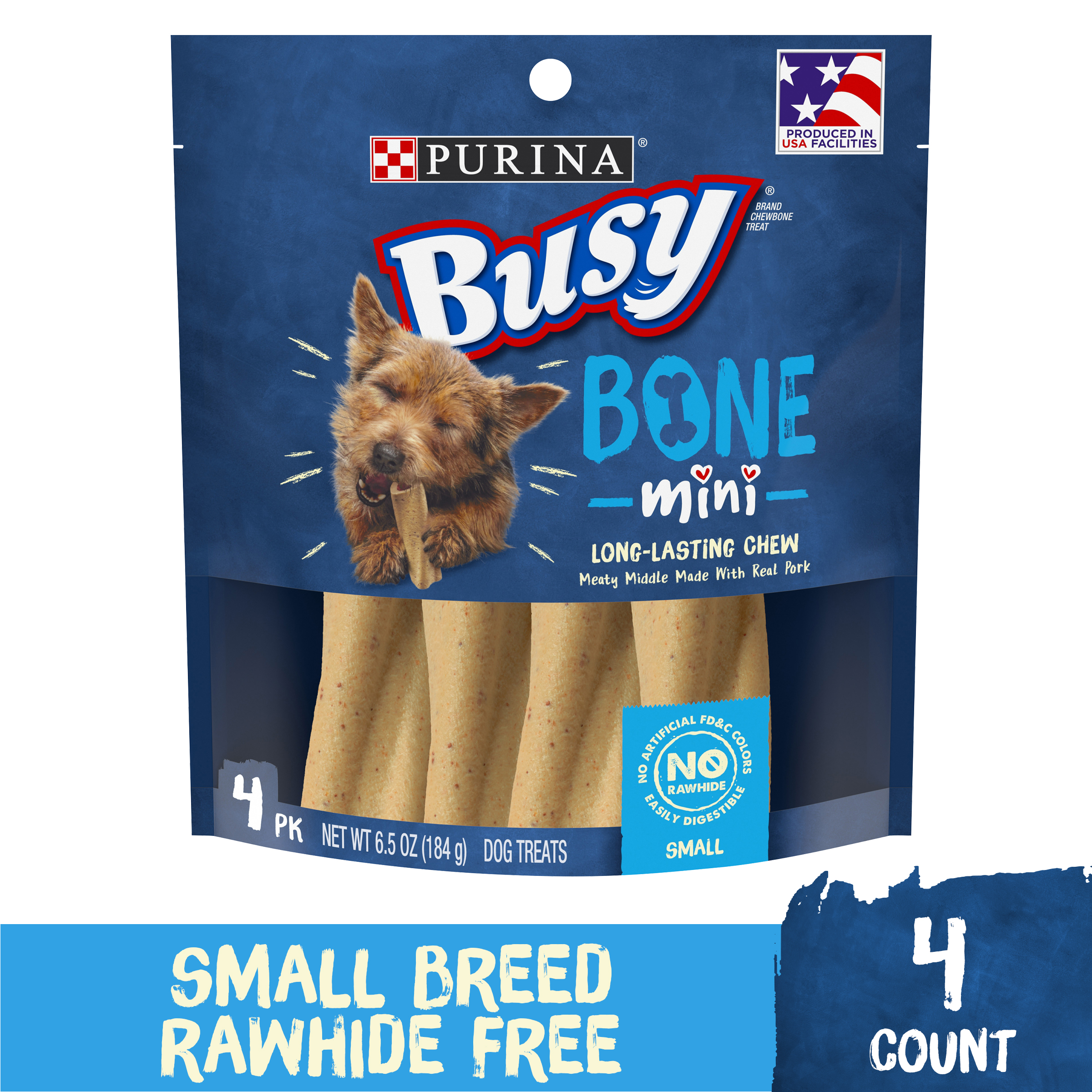 Purina Busy Small Breed Dog Bones, Mini, 4 ct. Pouch