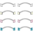 thumbnail image 1 of shiyou-8PCS 16G Stainless Steel Cubic Zirconia Curved Barbell Eyebrow Ring Daith Earring Rook Piercing, 1 of 4