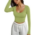 thumbnail image 4 of BLVB Women's Long Sleeve Square Neck Crop Tops Casual Ribbed Slim Fitted Going out Shirts Tee Active Baselayer, 4 of 5