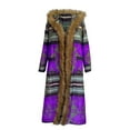 thumbnail image 3 of symoid Womens Trench Coats & Jackets- Multicolor Printed Hooded Long Sleeve trench Coat Long Sleeves Long Coat Purple XXXXXL, 3 of 7