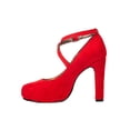 thumbnail image 3 of ZAPATILLAS TACONES VESTIR LEON MUJER DAMA ROJO GAMUZA 9801 LEON 9801, 3 of 3
