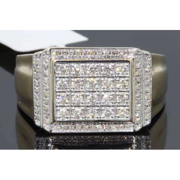 10K YELLOW GOLD .70 CARAT MENS REAL DIAMOND ENGAGEMENT WEDDING PINKY RING BAND
