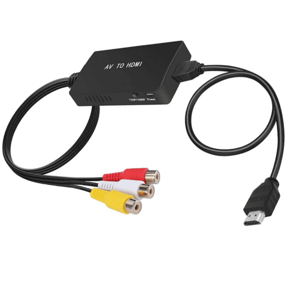 AV to HDMI Converter, RCA 3-Color Cable Adapter for Old TV, Set-Top Box, Game Console & Analog Surveillance Camera to HDMI