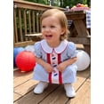 thumbnail image 6 of BemeyourBBs Toddler Girl 4th of July Dress Fourth of July Outfit Baby Girl Memorial Day Independent Day Outfits Summer Gingham Plaid Dress Ice Cream Embroidery Short Sleeve Doll Collar A-Line Dress, 6 of 9