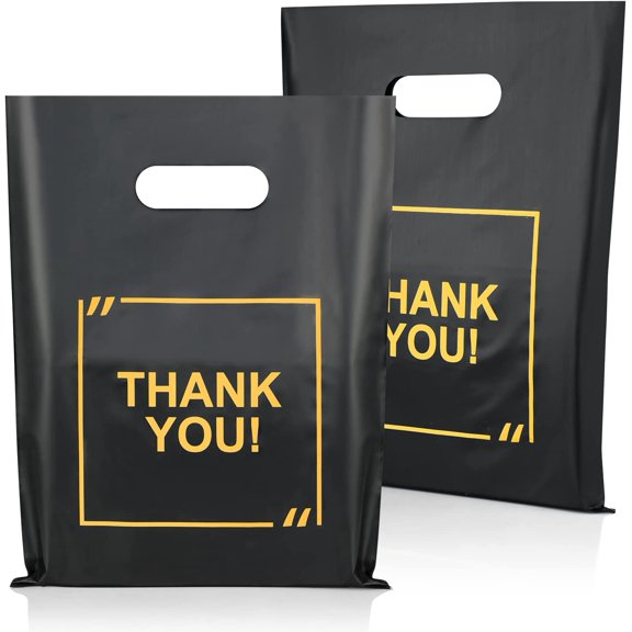MDJ 100 Pack 12x15 Plastic Bags With Handles - Strong Merchandise Bags