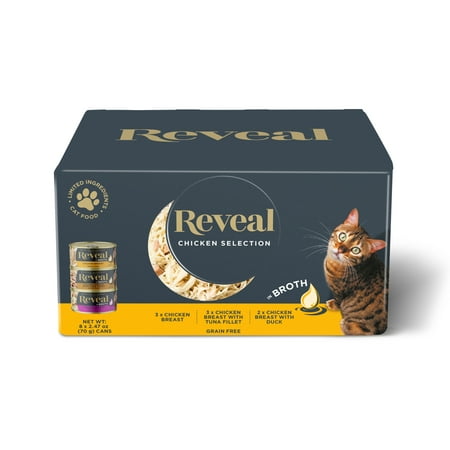 Reveal Natural Wet Cat Food, Chicken in Broth Variety Pack, 8 x 2.47oz Cans