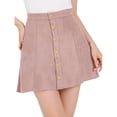 thumbnail image 1 of INSPIRE CHIC Falda Corta Acampanada De Cintura Alta Con Cierre De Botón De Gamuza Sintética Para Mujer Rosa L, 1 of 6
