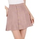 thumbnail image 1 of INSPIRE CHIC Falda Corta Acampanada De Cintura Alta Con Cierre De Botón De Gamuza Sintética Para Mujer Rosa L, 1 of 6