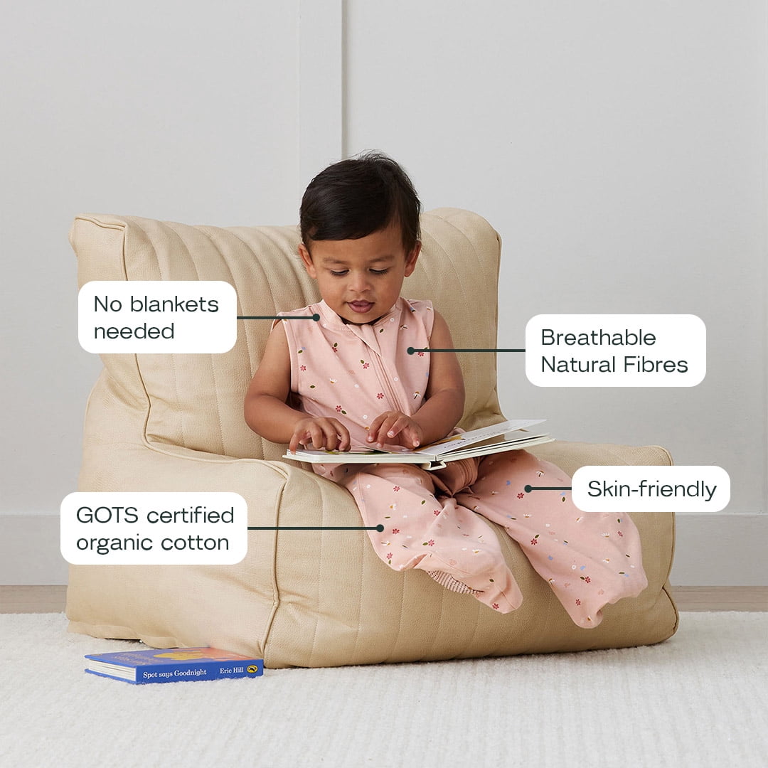ergoPouch 0.2 TOG Baby Sleep Sack – 100% Organic Cotton Baby Sleep Suit Bag for Cozy Baby’s Night – Our Sleeping Bag for Kids converts to Sleep Suit with Legs, Baby Blanket (Daisies, 3-12 Months)