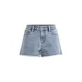 thumbnail image 5 of No Boundaries Mid Rise Frayed Hem Denim Shorts, Women's, 5 of 5