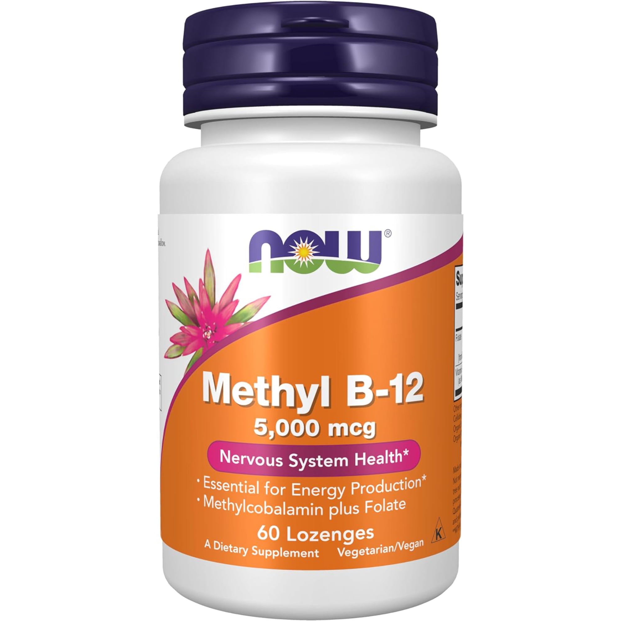 NOW Supplements, Methyl B-12 (Methylcobalamin) 5,000 mcg, Nervous System Health*, 60 Lozenges
