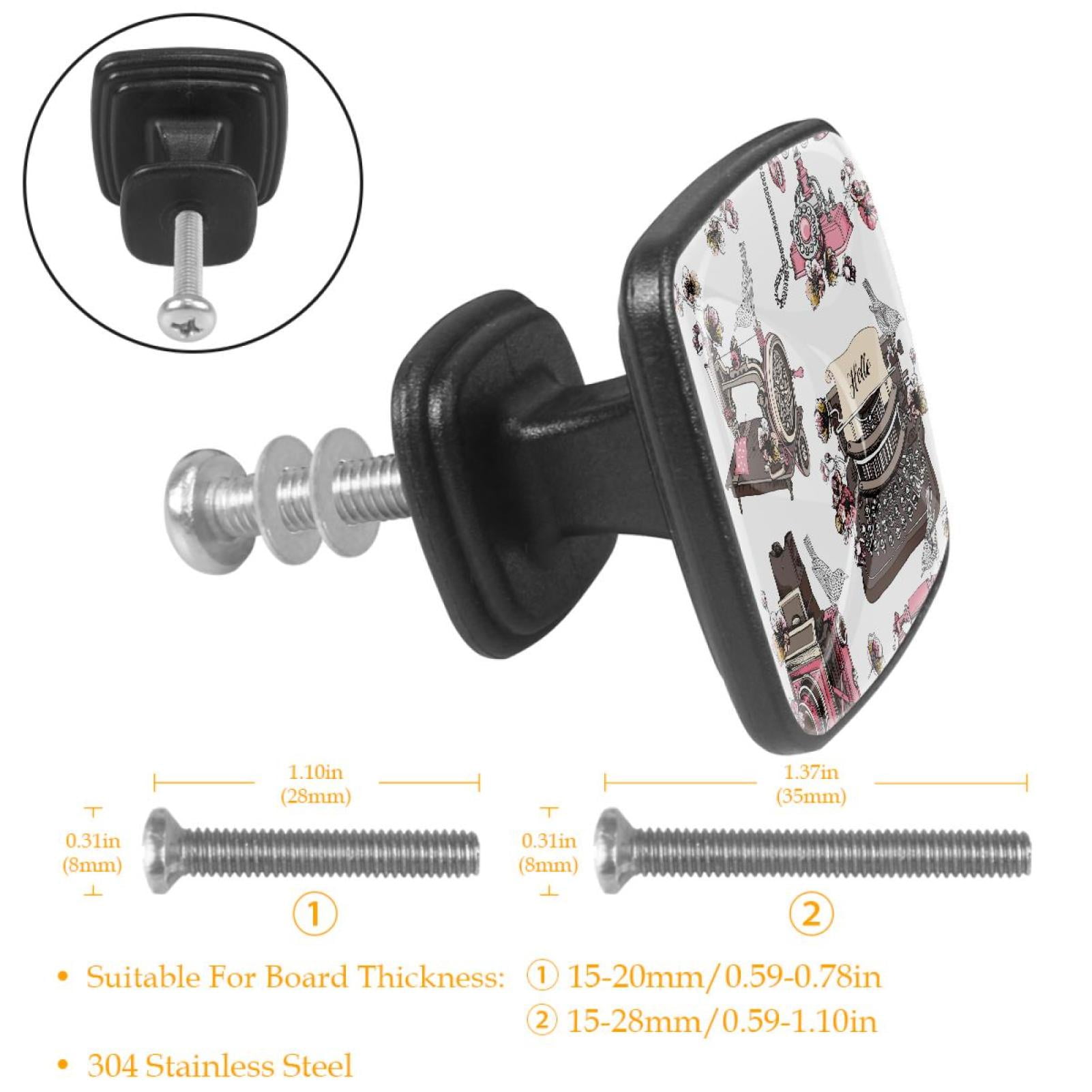 4 Pcs Cabinet Handle Drawer Pulls Sewing Machine Knobs with Screws Square Furniture Office Cabinet Knob Decoration