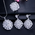 thumbnail image 7 of Colorful Cubic Zircon Big Flower Dangling Drop Necklace Earring Ring Jewelry Set, 7 of 7