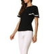 thumbnail image 4 of Blusa peplum casual de cuello redondo con volantes de manga corta para mujer INSPIRE CHIC XS negra, 4 of 6