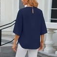 thumbnail image 5 of Spring Tops for Women Solid Collarless Five Panel Shoulder Long Sleeve Loose Fitting Casual Navy Womens Shirts L, 5 of 5