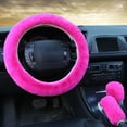 thumbnail image 1 of 3Pcs/set Fluffy Thick Auto Car Steering Wheel Plush Cover Soft Wool Winter, 1 of 1