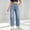 Blue women wide leg jeans a1, variant on Cagogo Women Wide Leg Elastic Waist Flowy Casual Pants Loose Long Jeans Streetwear Vacation Trousers with Pockets Summer Beach Travel, Gray L