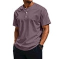 thumbnail image 2 of Henley Shirts Men Short Sleeve Solid Color Three Button Placket Casual Basic Tee M, 2 of 5