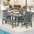 thumbnail image 4 of Gymax Patio Dining Chairs Set of 4 w/Wide Armrests Curved Seat Wood Grain for Backyard Gray, 4 of 10