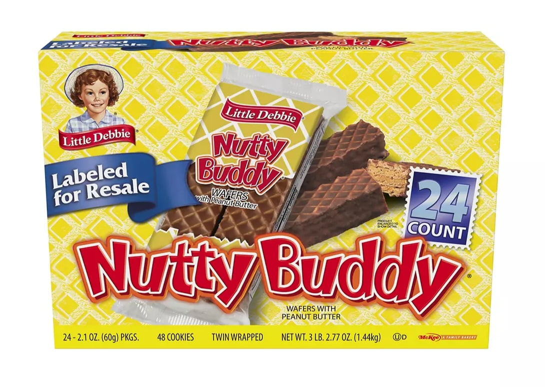 Little Debbie Twin Wrapped Nutty Buddy Wafers with Peanut Butter, 24 ct