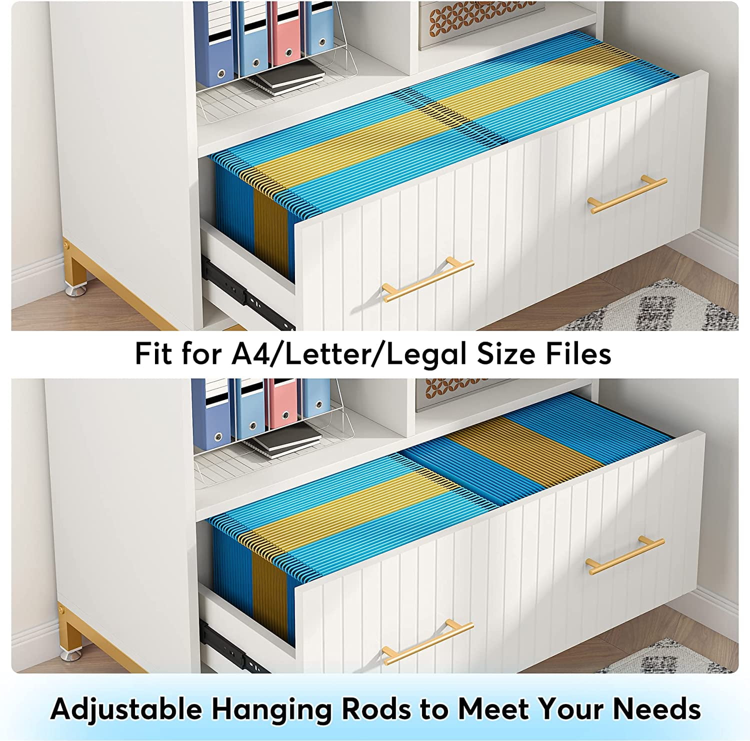 Tribesigns Lateral File Cabinet with Drawer, 35.4" Wood Printer Stand for Letter/A4 Files, Home Office
