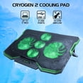 thumbnail image 2 of ENHANCE Cryogen Gaming Laptop Cooling Pad - Fits 17 in. Computer , PS4 - Adjustable Laptop Cooling Stand with 5 Quiet Cooler Fans , 2 USB Ports and LED Lighting - Slim Portable Design 2500 RPM (Green), 2 of 9
