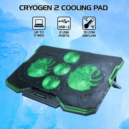 ENHANCE - Cryopgen 2 Gaming Adjustable Laptop Cooling Stand -Adjustable Height - Green