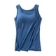 thumbnail image 1 of Playeras,Blusas y Tops,Ropa para Mujer Túnica camisetas sin mangas para las mujeres Damas Casual Suelto Pecho Pad Tirantes Yoga Parte inferior Camisa Damas Chaleco (Blue, L), 1 of 3