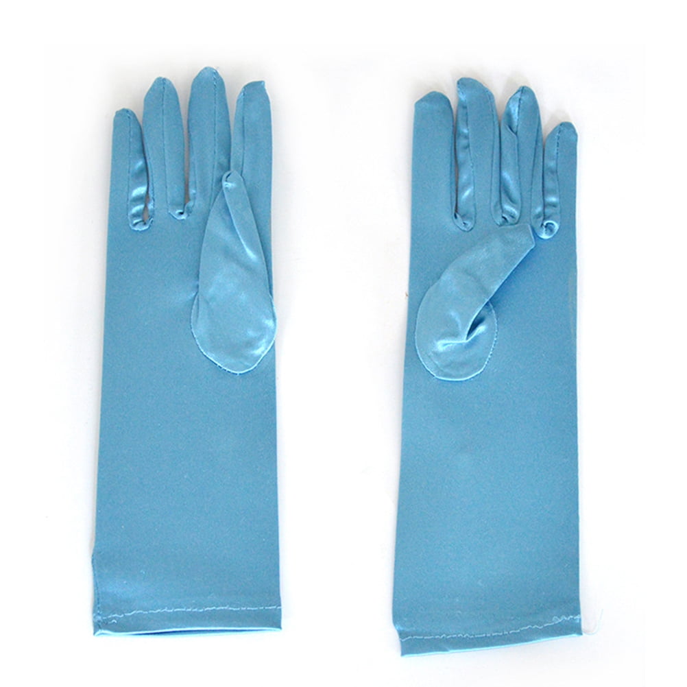 Gants Satin Princesse Pour Enfants – Nœud Et Fausses Perles – Longs 29 Cm – Accessoires De Cérémonie Et Spectacle