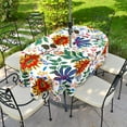 thumbnail image 2 of Outdoor Tablecloth with Umbrella Hole for Oval Table, Waterproof Flowers Patio Table Cloth with Zipper - 60 x 84 inches, 2 of 6