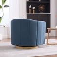 thumbnail image 5 of Leumius Swivel Barrel Chair with Solid Wood Base, Comfy Channel Tufted Accent Round Armchair, Single Club Sofa for Living Room Bedroom Reading Nook Corner Apartment, Blue, 5 of 9