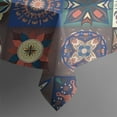 thumbnail image 5 of Multicolor Ethnic Geometric Pattern Square Tablecloth,Waterproof Square Table Cover,Wipeable Spillproof Washable Table Cover for Home Kitchen Party Decor 60"x60"(152x152cm), 5 of 6