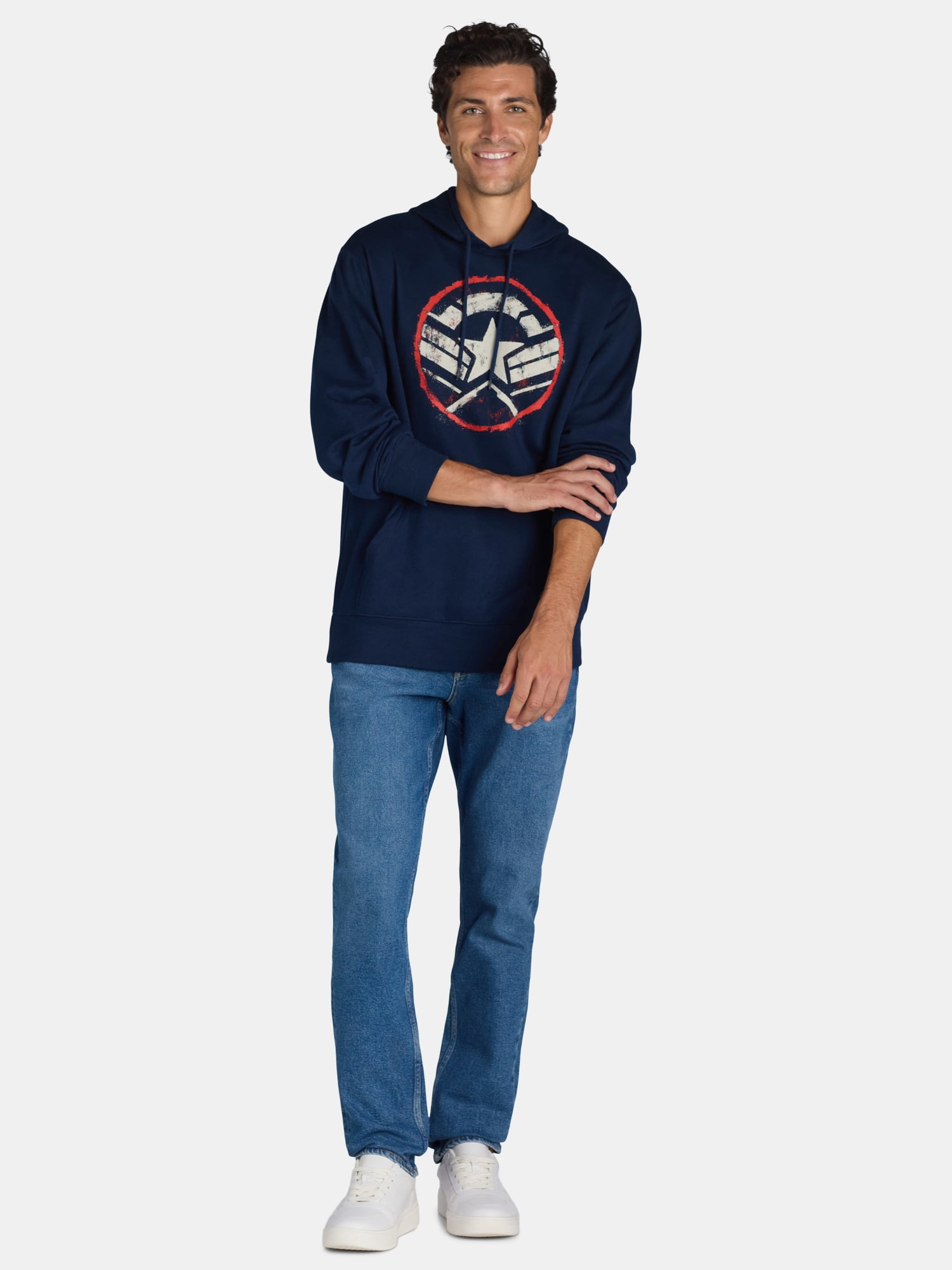 Marvel Captain America Men's & Big Men's Shield Graphic Hoodie Movie 2025, Sizes XS - 3XL