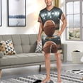 thumbnail image 7 of joogoo Men's Pajama Set Basketball V-Neck Pj Shorts Set 2 Piece Loungewear Sleepwear S, 7 of 7