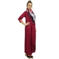 thumbnail image 5 of Bimba Asymmetrical Hem Maroon Rayon Kurta With Scarf Designer Kurti Clothing - 20, 5 of 9