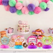 Haooryx Donut Honeycomb Centerpieces Table Toppers Colorful 12Pcs