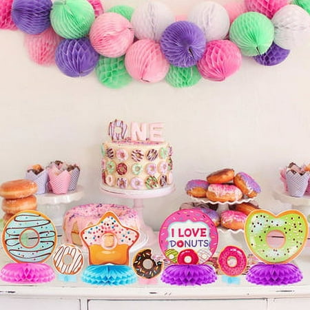 Haooryx Donut Honeycomb Centerpieces Table Toppers Colorful 12Pcs