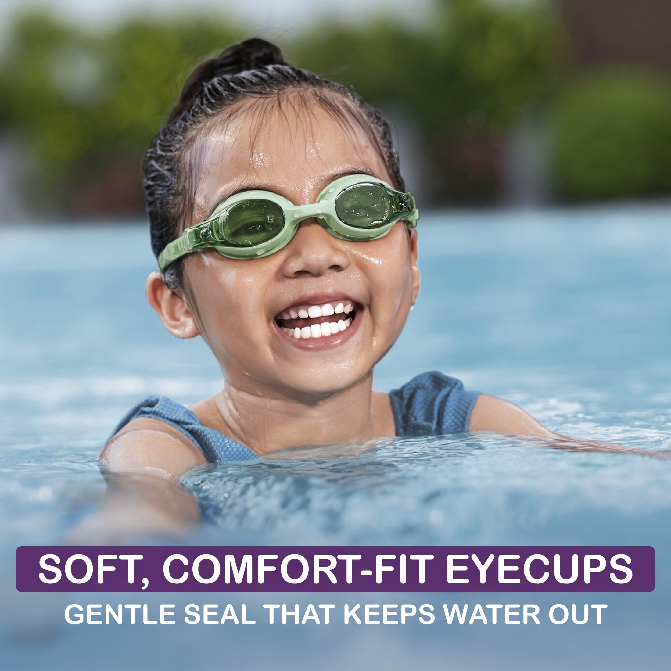 Puddle Jumper Child Swim Goggles, Non-Latex and Non-PVC, Kids Ages 3+, 3-Pack