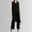 Black, variant on Women's Linen Suit Set 2 Piece Wide Leg Pants and Long Sleeve Shirt Summer Beach Outfit Loose Fit Dressy Trousers