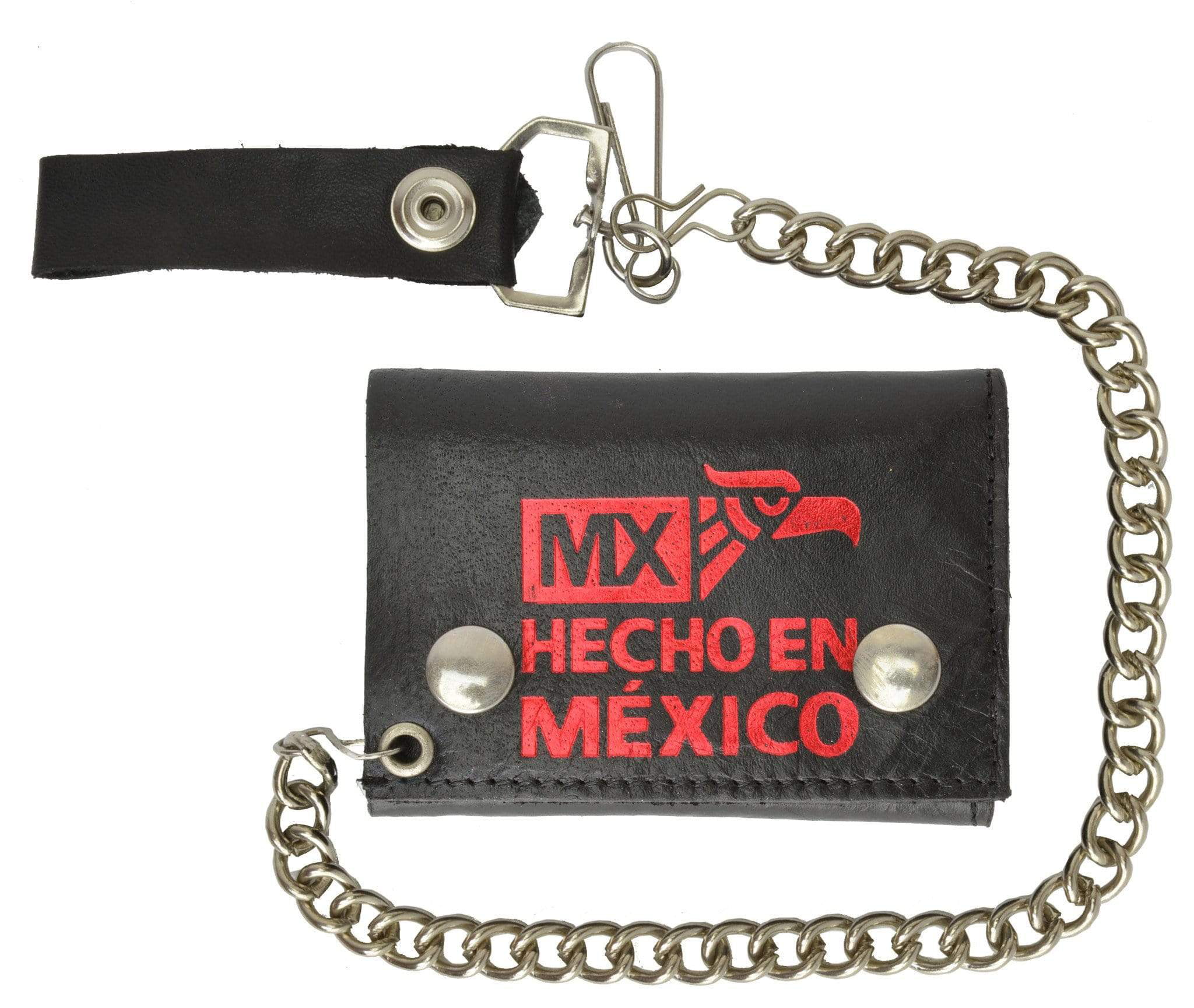 HECHO EN MEXICO Men's Black Leather Bifold Wallet 