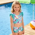 thumbnail image 2 of Lanbubble Girls Ruffle Tankini Swimsuit High Waisted 2 Piece Bathing Suit Beach Swimwear For Toddler Kids 3-7 Years, 2 of 8