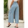 thumbnail image 5 of Blue Women's Casual Pants, Women Drawstring Striped Pants Loose Wide Leg Pants Casual Palazzo Pants Trousers With Pockets,Women's Casual Pants M, 5 of 7