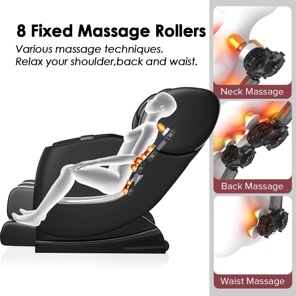 Real Relax Full Body Electric Zero Gravity Shiatsu Massage Chair with Bluetooth Heating and Foot Roller for Home and Office, Black - image 4 of 6