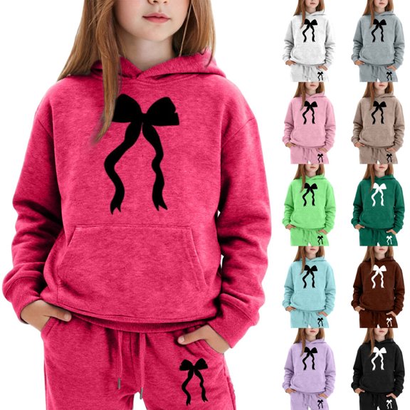MuXiKeJi Clothes Girls 2 Pieces Outfits Fall Cute Print Long Sleeve Soft Sweatshirt Pullover Tops Joggers Pants Fall Clothes for Kids