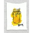 thumbnail image 1 of Vintage Yellow Tapestry, Old Ink Style Hand Drawn Honey Jar on Watercolor Splash Background, Wall Hanging for Bedroom Living Room Dorm Decor, 40W X 60L Inches, Marigold and Black, by Ambesonne, 1 of 2