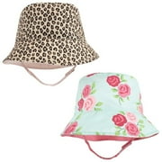 Hudson Baby Infant Girl Sun Protection Hat, Mint Floral Leopard, 0-12 Months